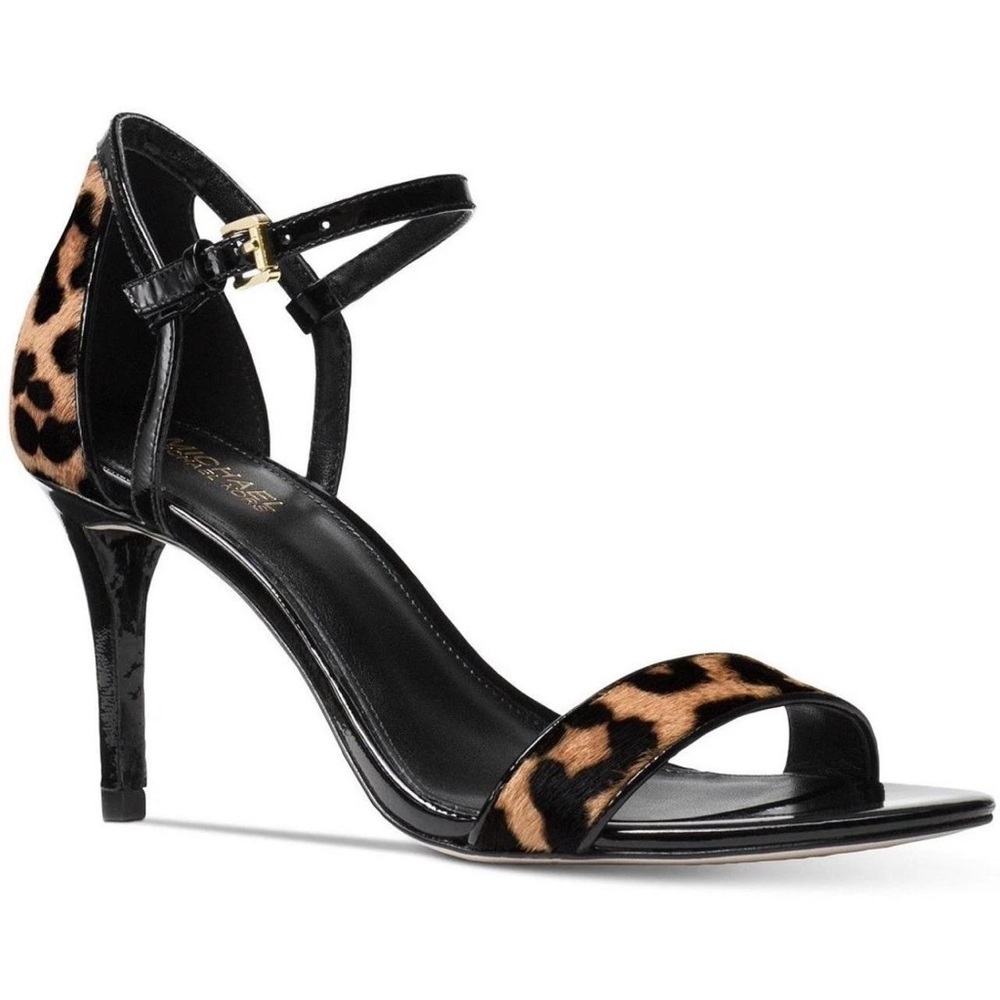 MICHAEL KORS SIMONE MID SANDAL LEOPARD HAIRCALF WOMEN'S OPEN TOE SHOES